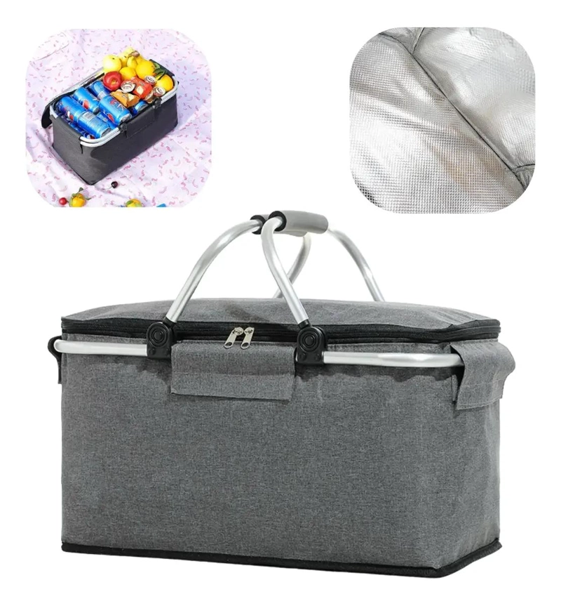 BOLSO CANASTA TE RMICO PLEGABLE CAPACIDAD 25 LITROS PARA PICNIC - 1