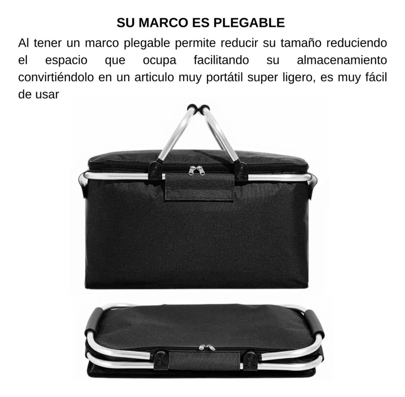 BOLSO CANASTA TE RMICO PLEGABLE CAPACIDAD 25 LITROS PARA PICNIC - 2