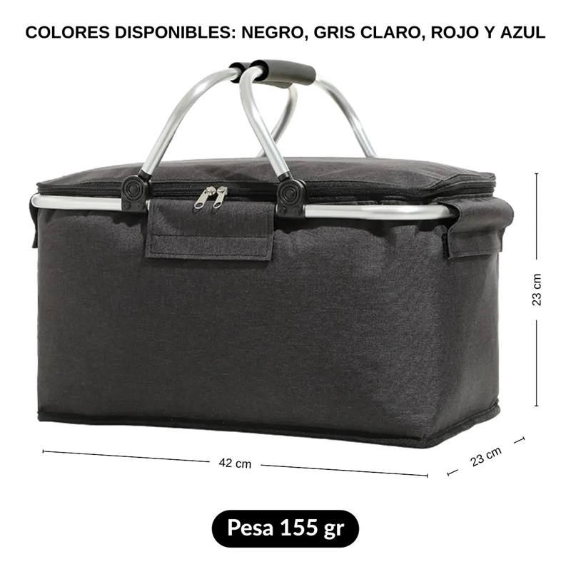 BOLSO CANASTA TE RMICO PLEGABLE CAPACIDAD 25 LITROS PARA PICNIC - 4