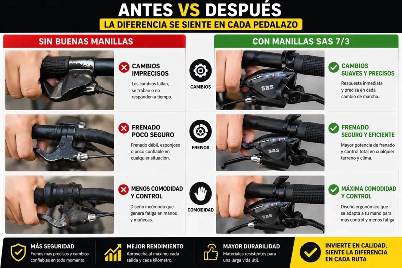 MANILLA PARA BICICLETA CON FRENO Y CAMBIO INTEGRADO PARA MTB - 3