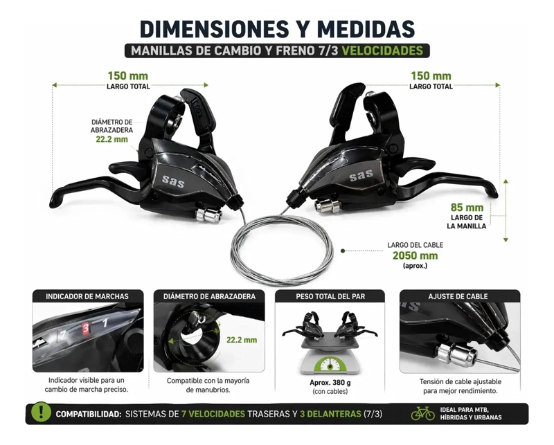 MANILLA PARA BICICLETA CON FRENO Y CAMBIO INTEGRADO PARA MTB - 4