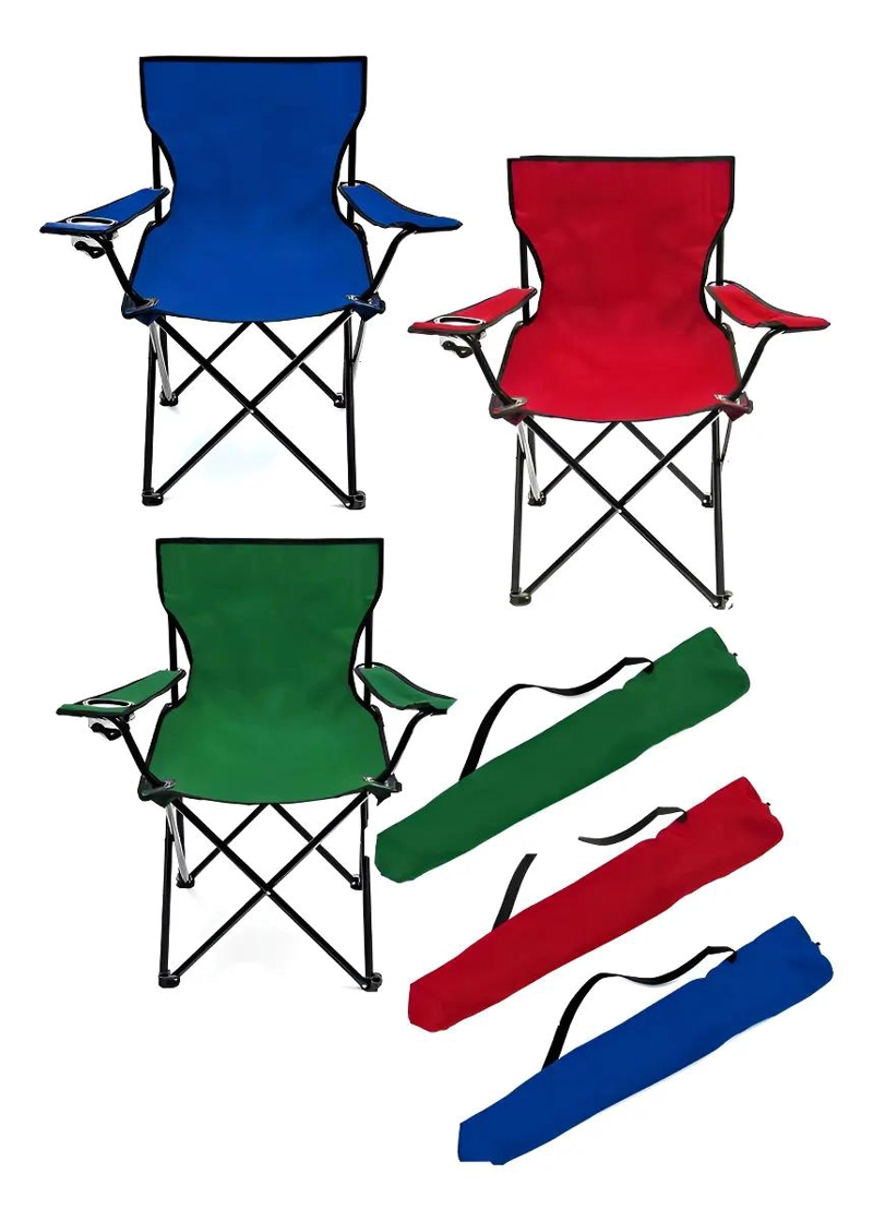 SILLA PLEGABLE PARA CAMPING Y PLAYA CON APOYABRAZOS COLOR AZUL - 1
