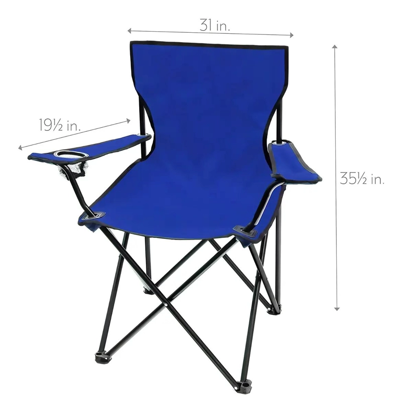 SILLA PLEGABLE PARA CAMPING Y PLAYA CON APOYABRAZOS COLOR AZUL - 2
