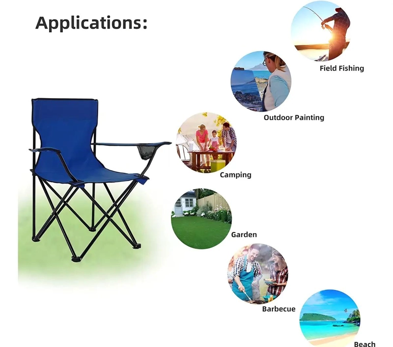 SILLA PLEGABLE PARA CAMPING Y PLAYA CON APOYABRAZOS COLOR AZUL - 4