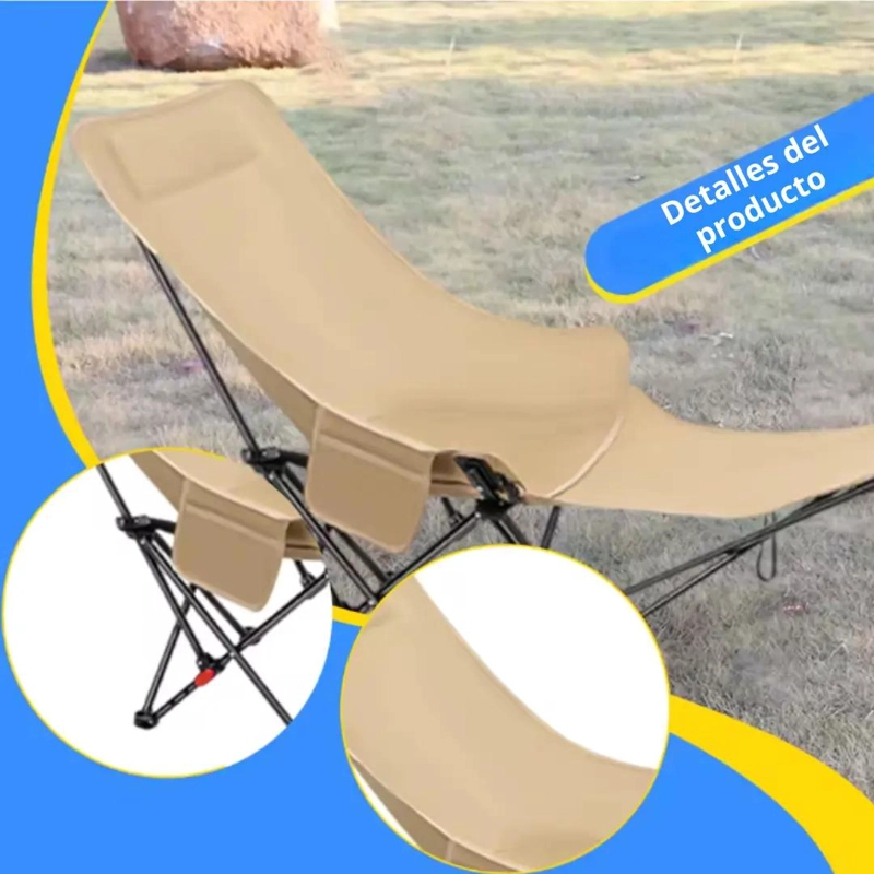 SILLA DE CAMPING PORTATIL COMPACTA CON REPOSAPIE S INTEGRADO PARA MAYOR COMODIDAD - 4