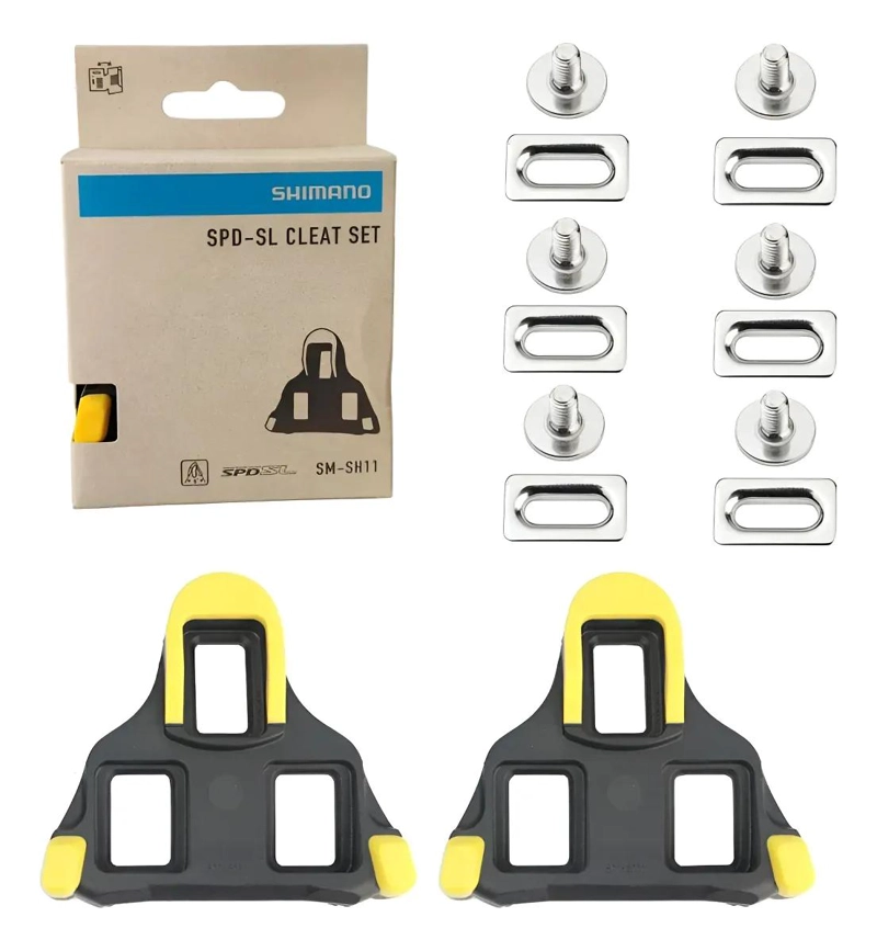 CALAS PARA BICICLETA DE RUTA COLOR AMARILLO COMPATIBLES CON SISTEMA SHIMANO - 1