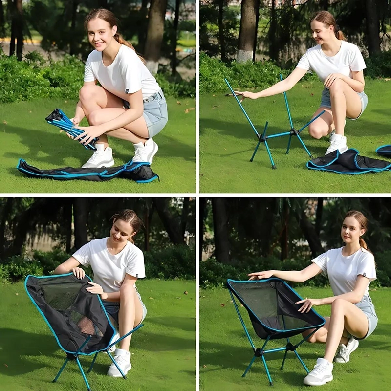 SILLA PLEGABLE PARA CAMPING CON TEJIDO OXFORD IMPERMEABLE Y CAPACIDAD DE 120 KG - 2