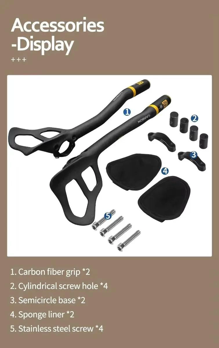 MANILLAR PARA BICICLETA DE FIBRA DE CARBONO CON DISEÑO AERO Y ASAS DE DESCANSO - 2