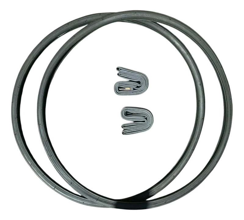 JUEGO DE 2 NEUMATICOS Y 2 CAMARAS PARA BICICLETA ARO 700 X 25C NEGRO - 1