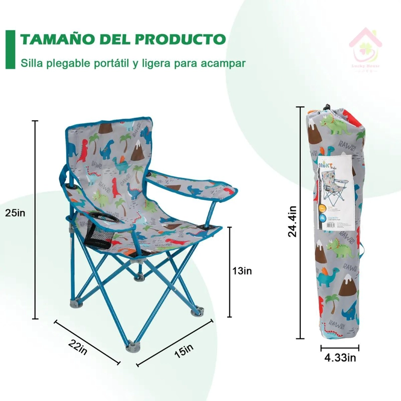 SILLA PLEGABLE PARA NIÑOS CON BOLSO Y PORTAVASOS PARA PLAYA Y CAMPING - 2