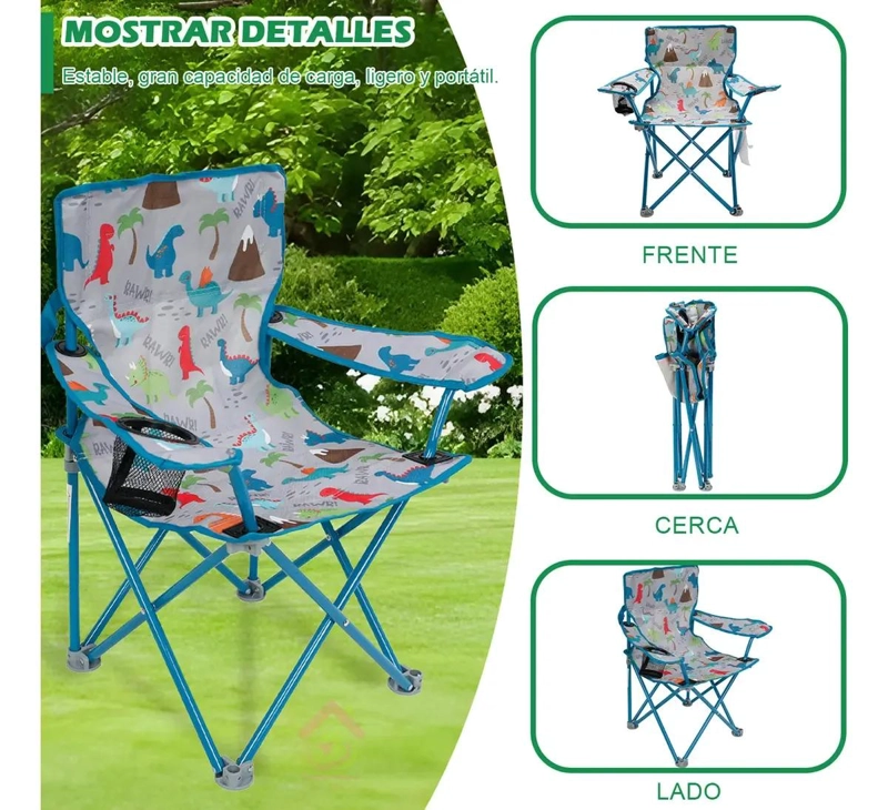 SILLA PLEGABLE PARA NIÑOS CON BOLSO Y PORTAVASOS PARA PLAYA Y CAMPING - 3