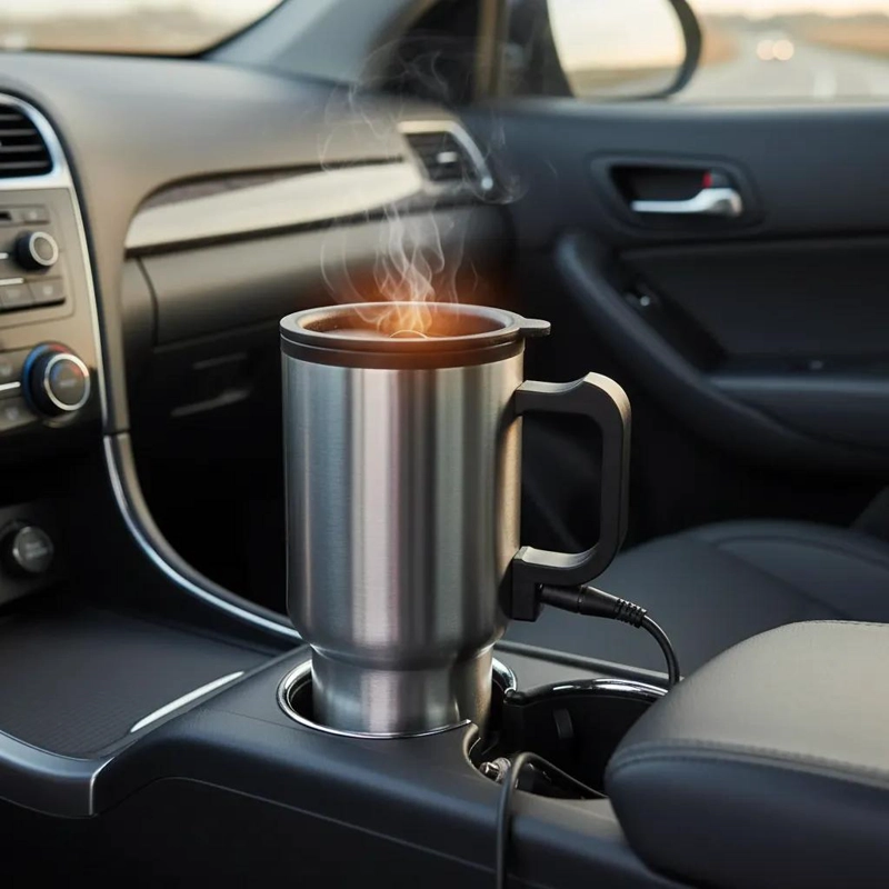 VASO TERMO ELE CTRICO PARA CAFE  CON CALENTADOR 12V PARA AUTO - 2