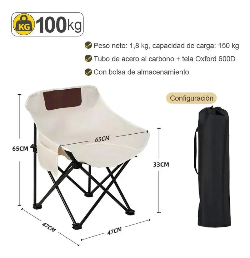 SILLA PLEGABLE DE ACERO PARA USO EXTERIOR COLOR BLANCO - 3