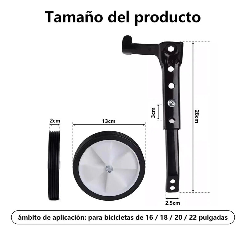 JUEGO DE RUEDAS LATERALES AUXILIARES PARA BICICLETA INFANTIL RESISTENTES Y SEGUN - 2