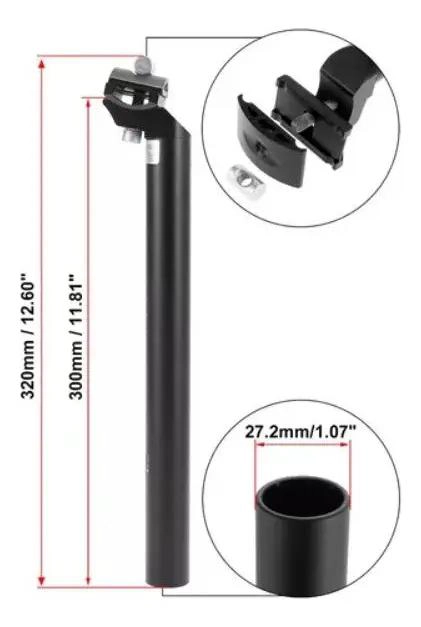TUBO POSTE PARA ASIENTO DE BICICLETA MTB CON ABRAZADERA 27.2X300MM - 2