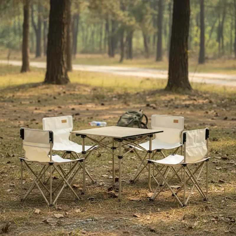 JUEGO PORTATIL DE MESA Y SILLAS PLEGABLES PARA CAMPING Y VIAJES - 1