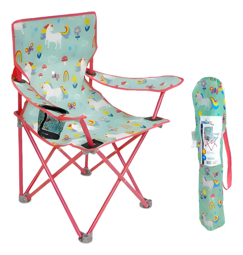 SILLA PLEGABLE PARA NIÑOS CON BOLSO Y PORTAVASOS PARA PLAYA Y CAMPING - 1