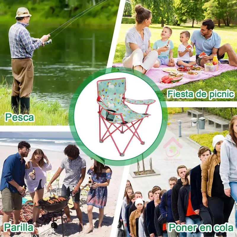 SILLA PLEGABLE PARA NIÑOS CON BOLSO Y PORTAVASOS PARA PLAYA Y CAMPING - 2