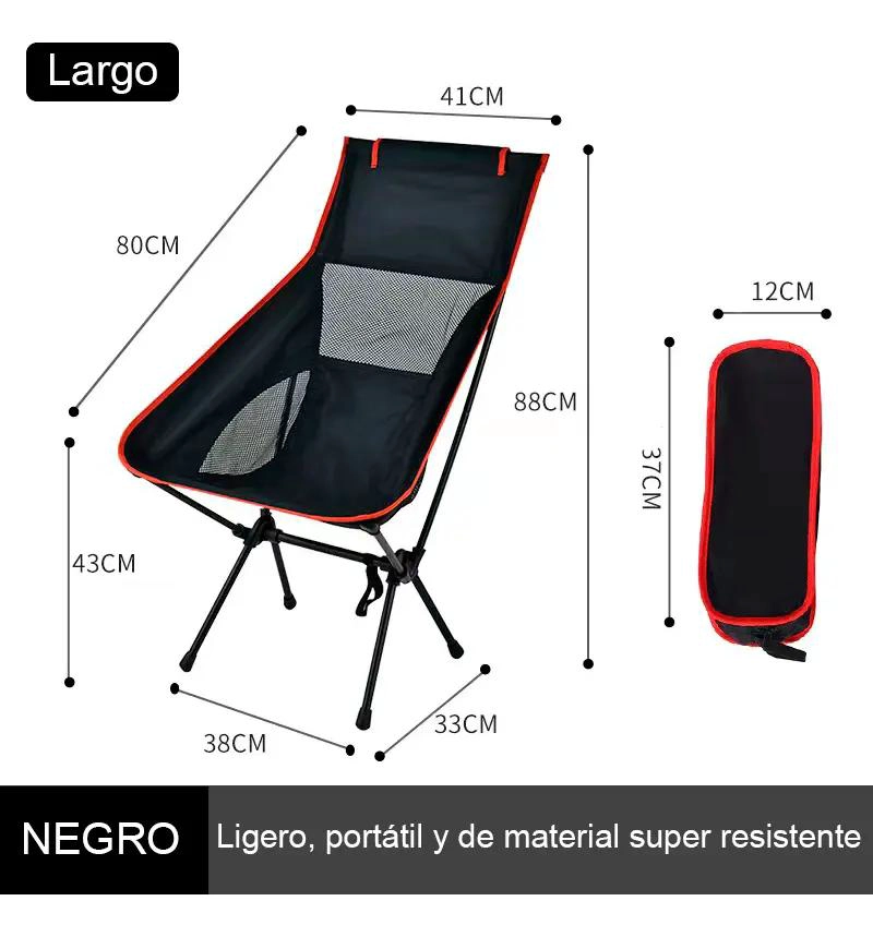 SILLA PLEGABLE PARA CAMPING Y PLAYA CON DISEÑO LARGO PARA MAYOR COMODIDAD - 2