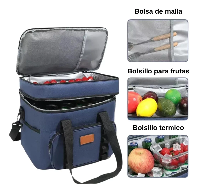 BOLSO TE RMICO COOLER LONCHERA CAPACIDAD 23 LITROS PARA CAMPING - 4