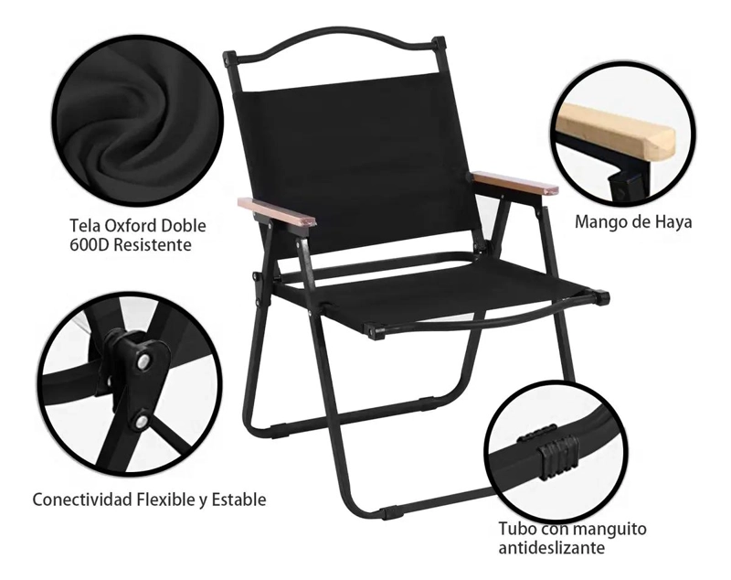 SILLA PLEGABLE PORTATIL GRAN TAMAÑO PARA CAMPING Y ACTIVIDADES AL AIRE LIBRE - 2