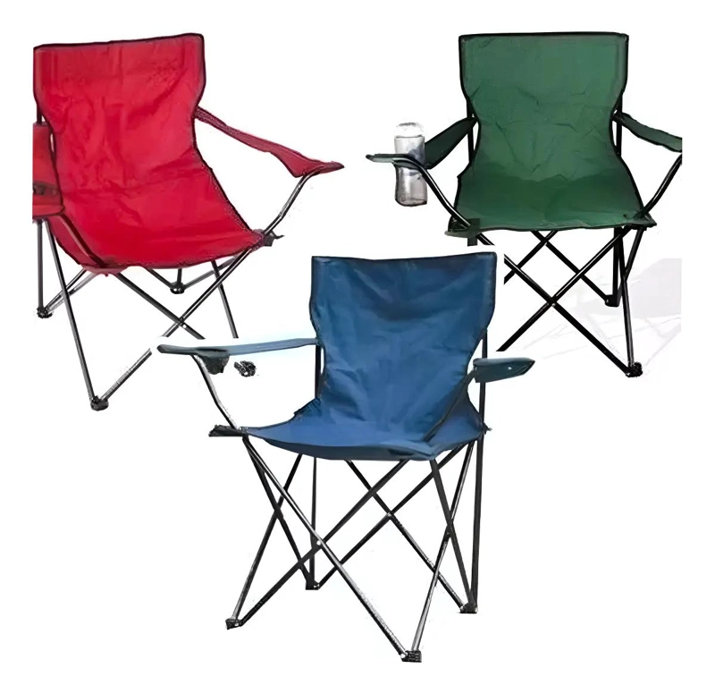 SET DE 3 SILLAS PLEGABLES PARA PLAYA CON PORTA VASOS INTEGRADOS - 1
