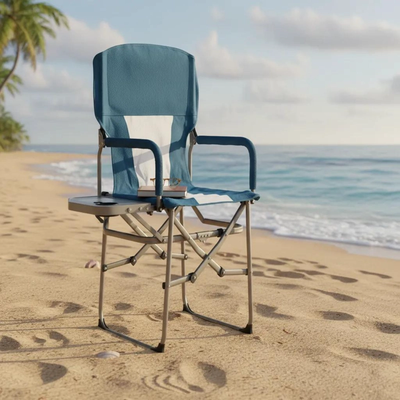 SILLA PLEGABLE PORTATIL PARA PLAYA Y CAMPING CON PORTA VASOS INTEGRADO - 1