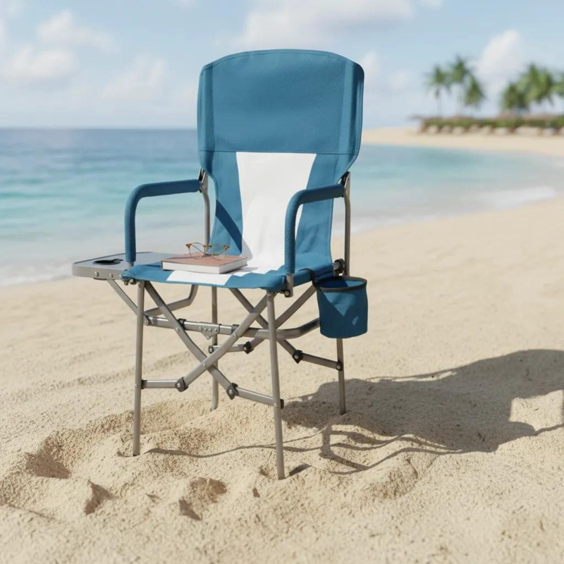 SILLA PLEGABLE PORTATIL PARA PLAYA Y CAMPING CON PORTA VASOS INTEGRADO - 2