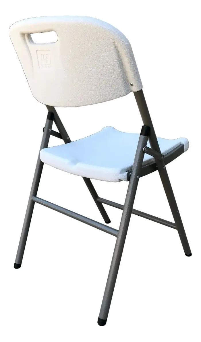 SILLA PLEGABLE DE PLASTICO Y METAL PARA CAMPING Y JARDIN COLOR BLANCO - 1