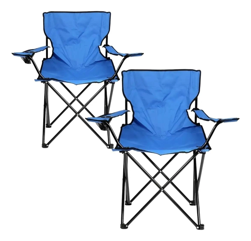 PACK DE 2 SILLAS PLEGABLES PARA CAMPING Y PLAYA CON PORTAVASOS - 1
