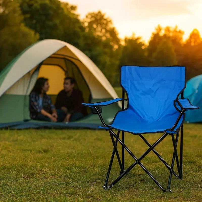 PACK DE 2 SILLAS PLEGABLES PARA CAMPING Y PLAYA CON PORTAVASOS - 2