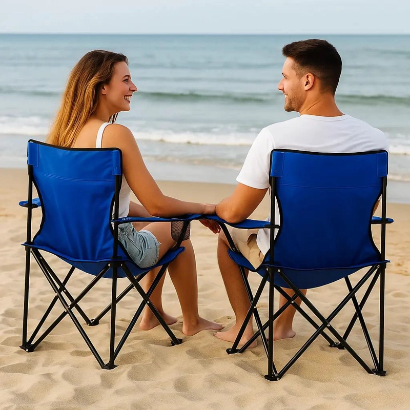 PACK DE 2 SILLAS PLEGABLES PARA CAMPING Y PLAYA CON PORTAVASOS - 4