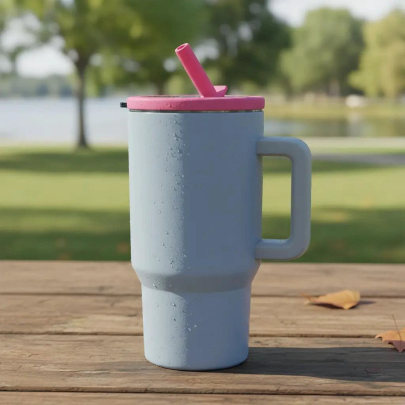 VASO METALICO PARA SUBLIMACION 20OZ CON TAPA COLOR FUCSIA - 3