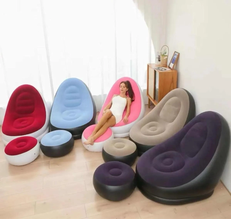 SOFA INFLABLE TIPO TUMBONA CON PUFF REPOSAPIE S PARA DESCANSO COMODO - 3
