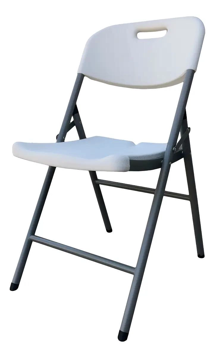 SILLA PLEGABLE DE PLASTICO Y METAL PARA CAMPING Y JARDIN COLOR BLANCO - 1