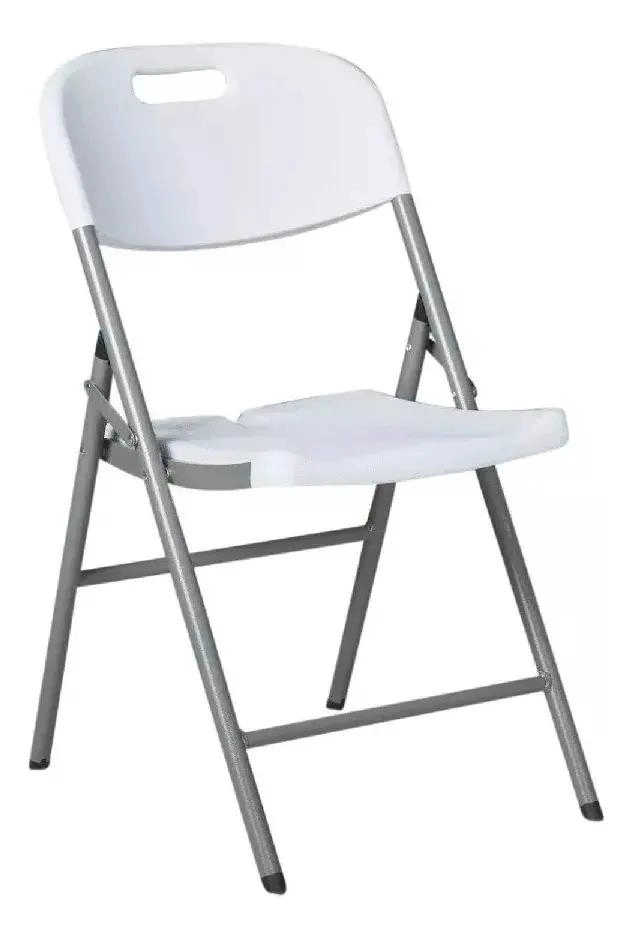 SILLA PLEGABLE DE PLASTICO Y METAL PARA CAMPING Y JARDIN COLOR BLANCO - 2