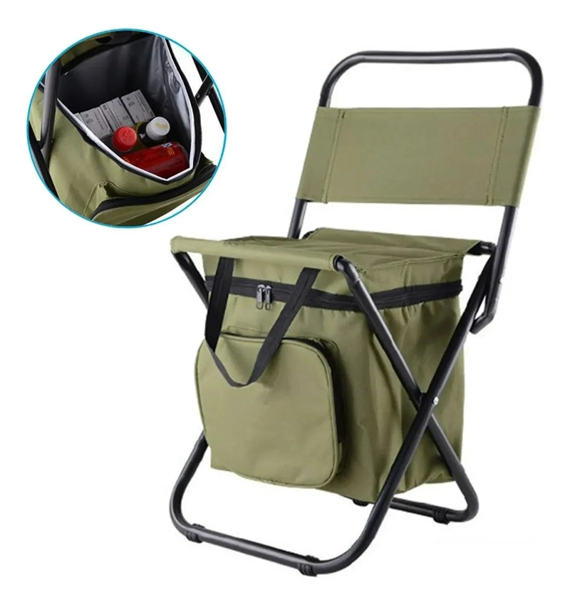 SILLA PLEGABLE PARA CAMPING CON BOLSO TE RMICO INTEGRADO PARA PESCA - 1