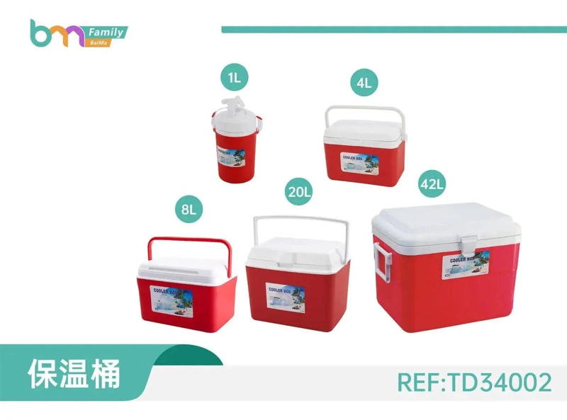 SET DE 5 COOLERS PORTATILES PARA BEBIDAS Y ALIMENTOS EN COLORES AZUL Y ROJO - 2