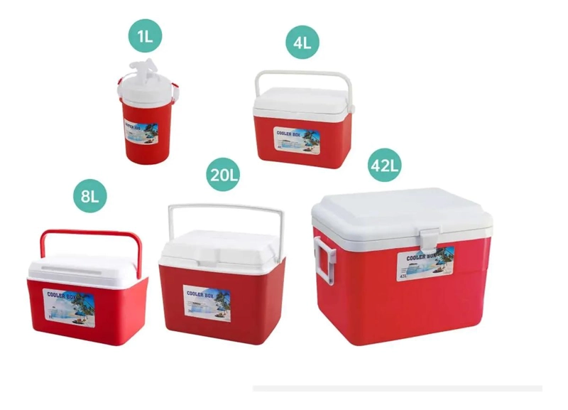 SET DE 5 COOLERS PORTATILES PARA BEBIDAS Y ALIMENTOS EN COLORES AZUL Y ROJO - 3