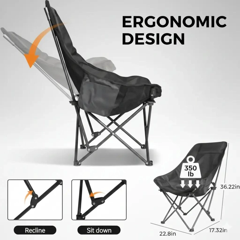 SILLA PLEGABLE PORTATIL LIGERA Y COMPACTA PARA CAMPING Y EXTERIORES - 3