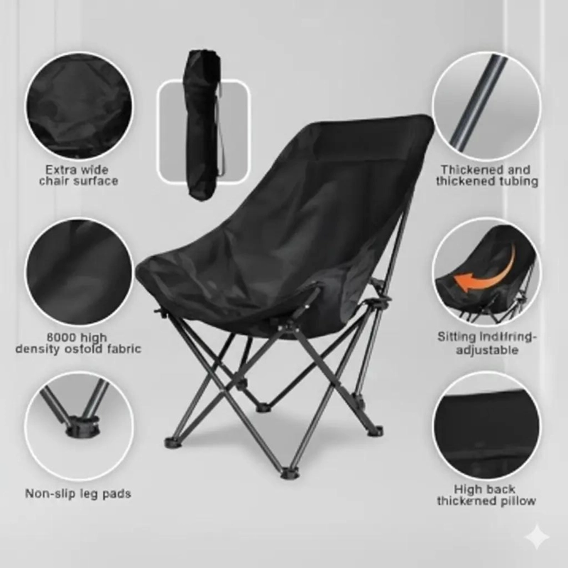 SILLA PLEGABLE PORTATIL LIGERA Y COMPACTA PARA CAMPING Y EXTERIORES - 4