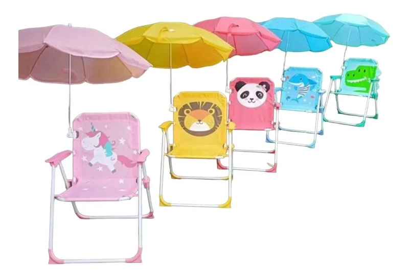SILLA PLEGABLE PARA NIÑOS CON SOMBRILLA PARA PLAYA Y JARDIN - 1