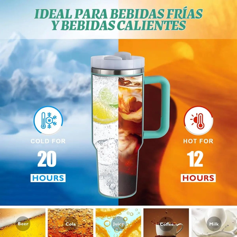 VASO TE RMICO CON PAJA DE 1200ML PARA BEBIDAS FRIAS Y CALIENTES - 2