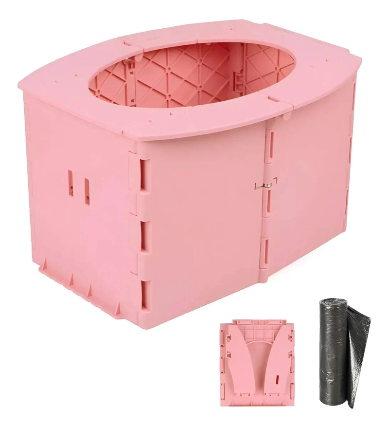 BAÑO PORTATIL PLEGABLE PARA CAMPING Y VIAJE CON BOLSAS PARA NIÑOS - 1