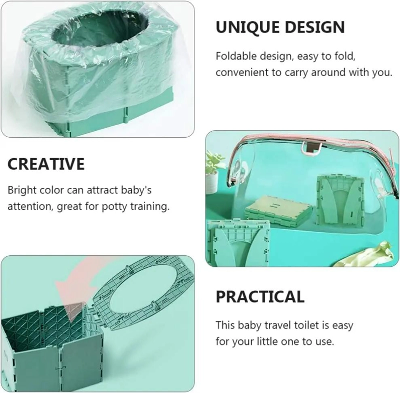 BAÑO PORTATIL PLEGABLE PARA CAMPING Y VIAJE CON BOLSAS PARA NIÑOS - 2
