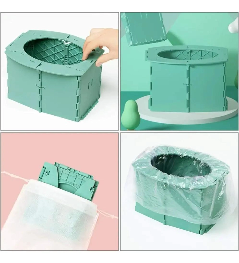 BAÑO PORTATIL PLEGABLE PARA CAMPING Y VIAJE CON BOLSAS PARA NIÑOS - 3