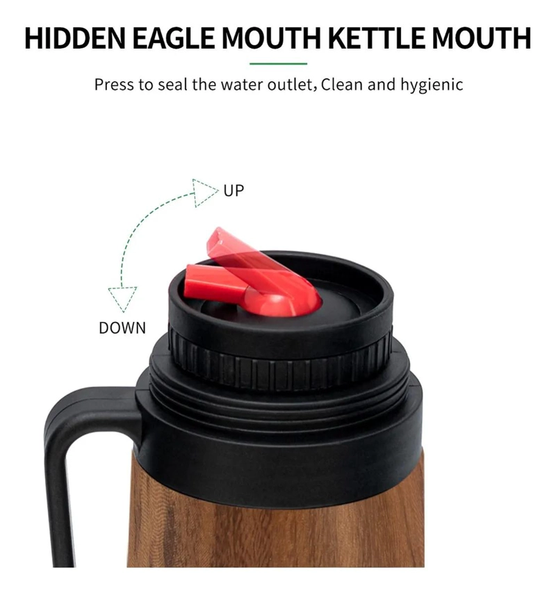 TERMO PARA TE  Y YERBA MATE CON CAÑO AJUSTABLE Y DISEÑO EN GRANO DE MADERA - 1