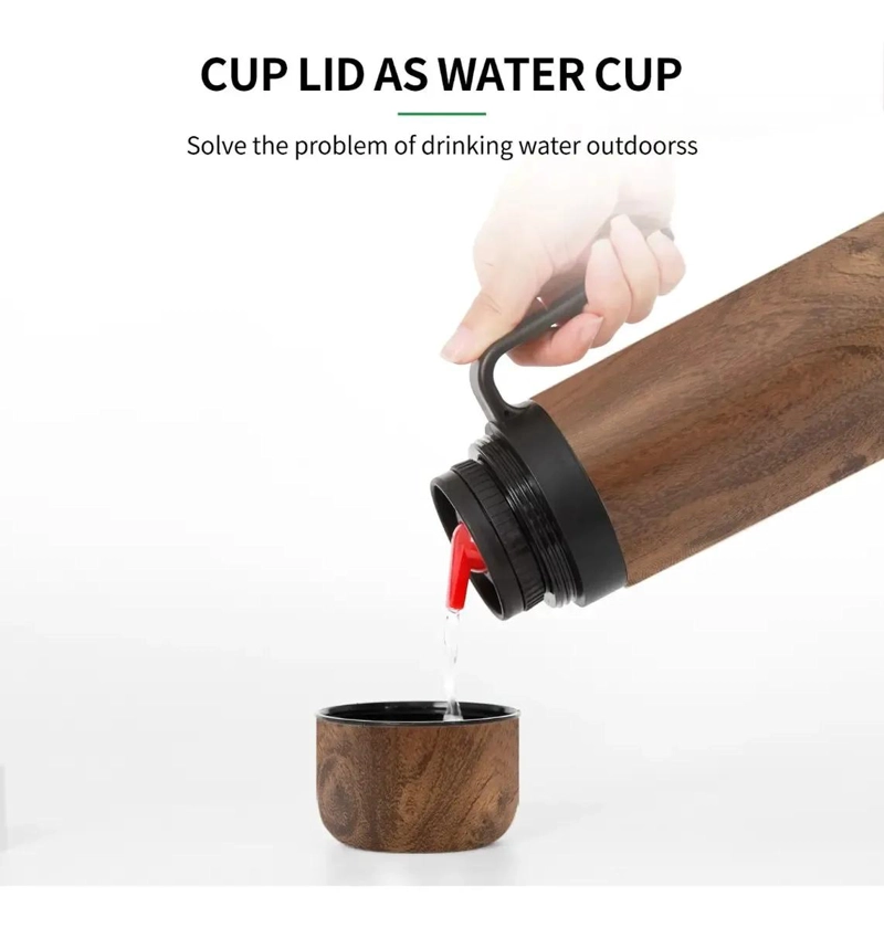 TERMO PARA TE  Y YERBA MATE CON CAÑO AJUSTABLE Y DISEÑO EN GRANO DE MADERA - 2