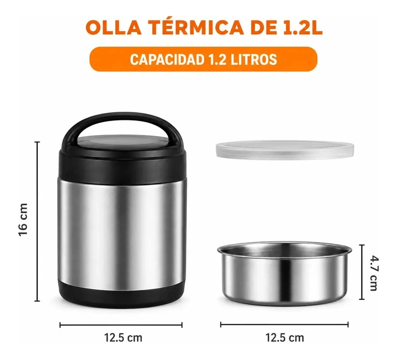 TERMO PARA COMIDA CON CAPACIDAD DE 1200 ML COLOR NEGRO - 2