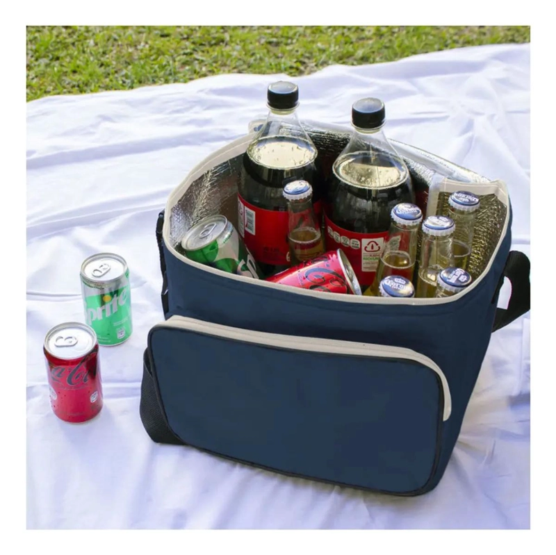 COOLER TE RMICO DE 17.5 LITROS CON BOLSILLO Y CORREA AJUSTABLE AZUL - 2